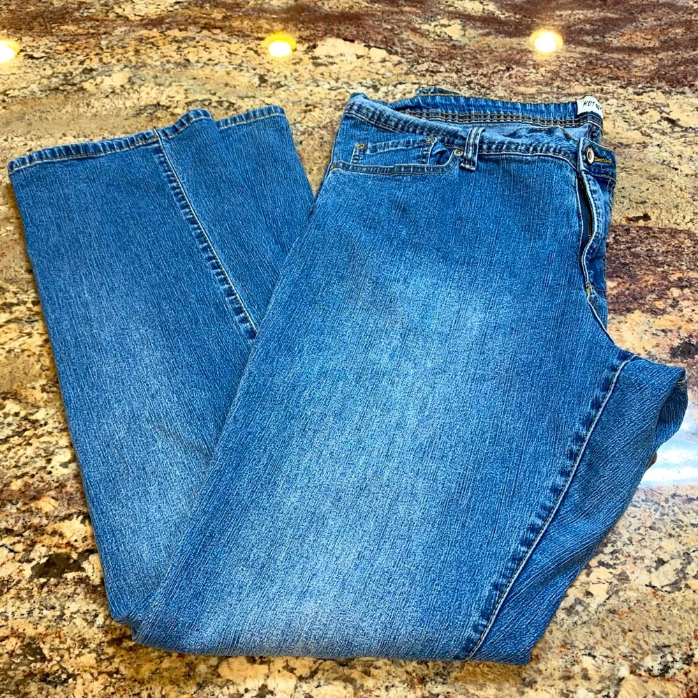 Hot Bottoms Size 22 Medium Blue Straight Leg Stretchy Plus Size Jeans